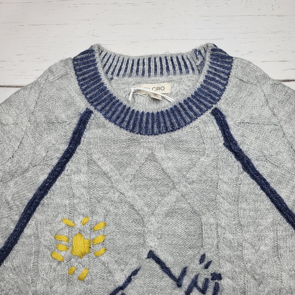 Anthropologie Pilcro Cable Knit Sweater Cozy House Home Embroidered Relaxed XS - Picture 5 of 9